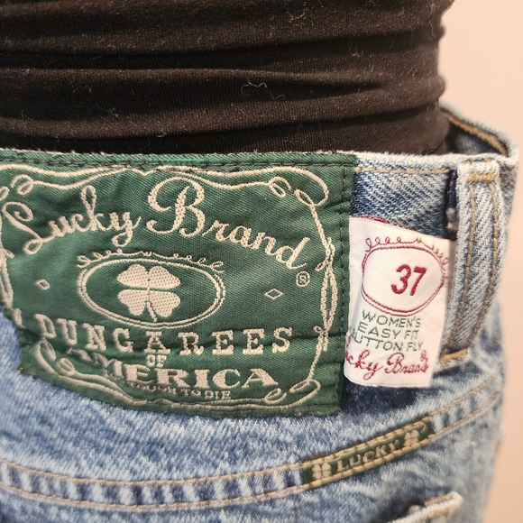 VINTAGE LUCKY BRAND 37 High Waist Button Fly Green Label Denim Jeans 10 RARE! - Picture 5 of 6